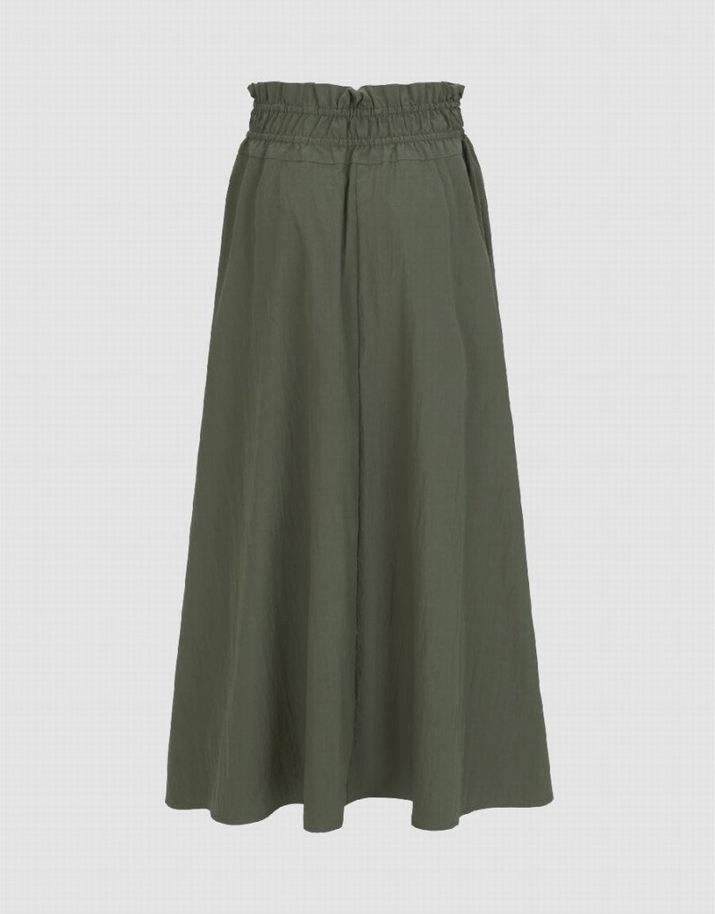 Green Women's Urban Revivo Elastic Waist A-Line Skirts | ZAQ1726SG