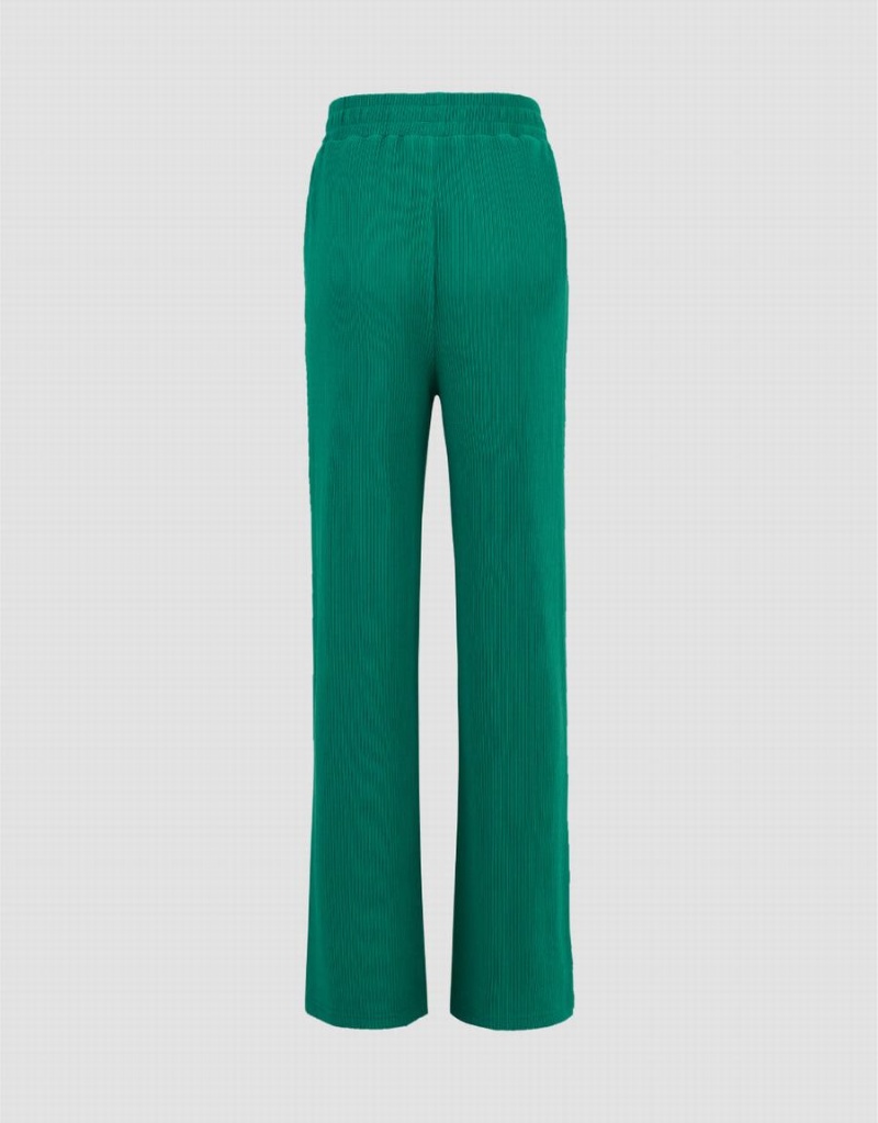 Green Women's Urban Revivo Elastic Waist Straight Pants | VXG7997KZ