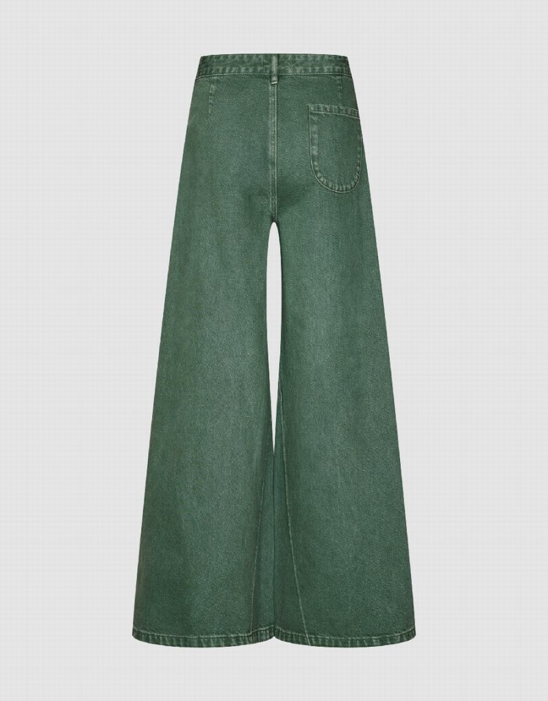 Green Women's Urban Revivo Gradient Wide-Leg Jeans | AIZ3826QV