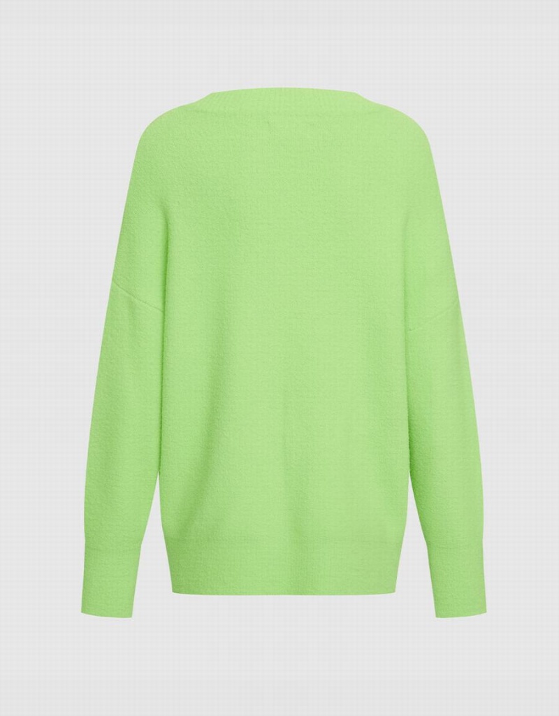 Green Women's Urban Revivo Heart Detail Oversized Sweaters | QRB9596EI