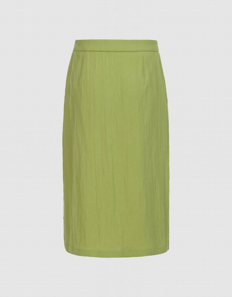 Green Women's Urban Revivo Midi A-Line Skirts | DXO3249JR