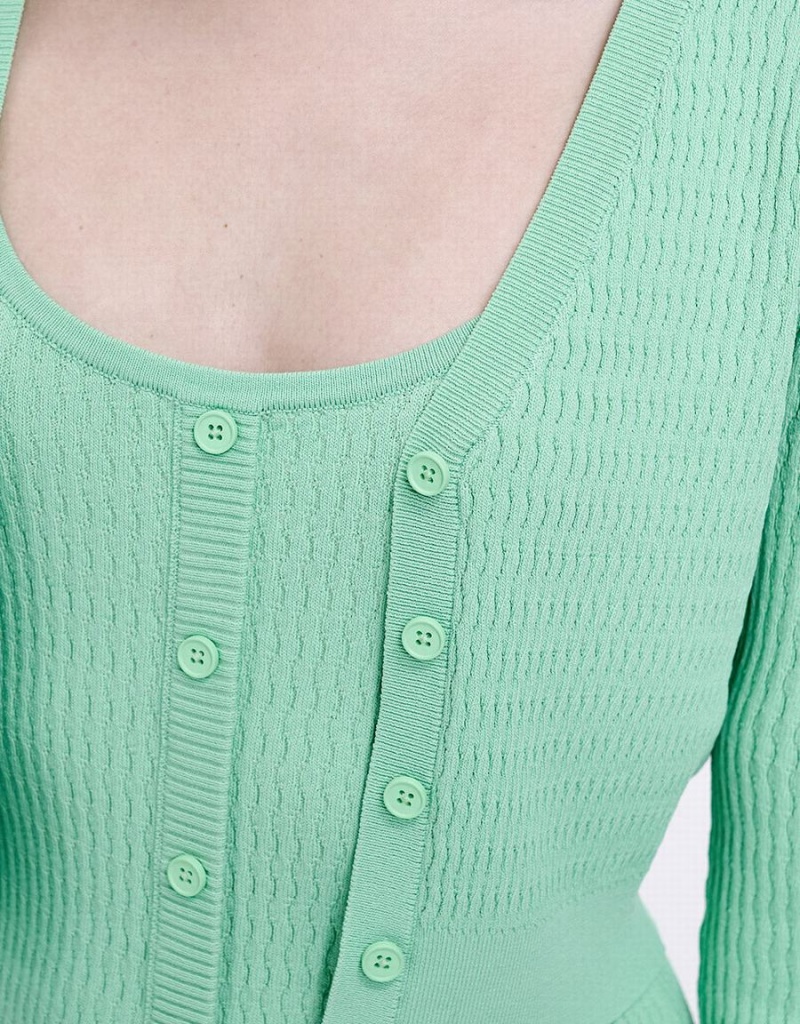 Green Women's Urban Revivo Plain Button Up Cardigan | AZN3965KD