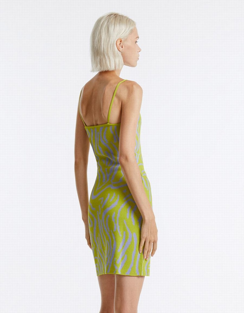 Green Women's Urban Revivo Printed Knit Dress | GGH3426EJ