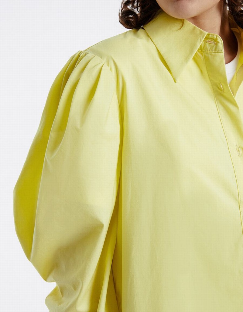 Green Women's Urban Revivo Puff Sleeve Shirts | KEL149IM