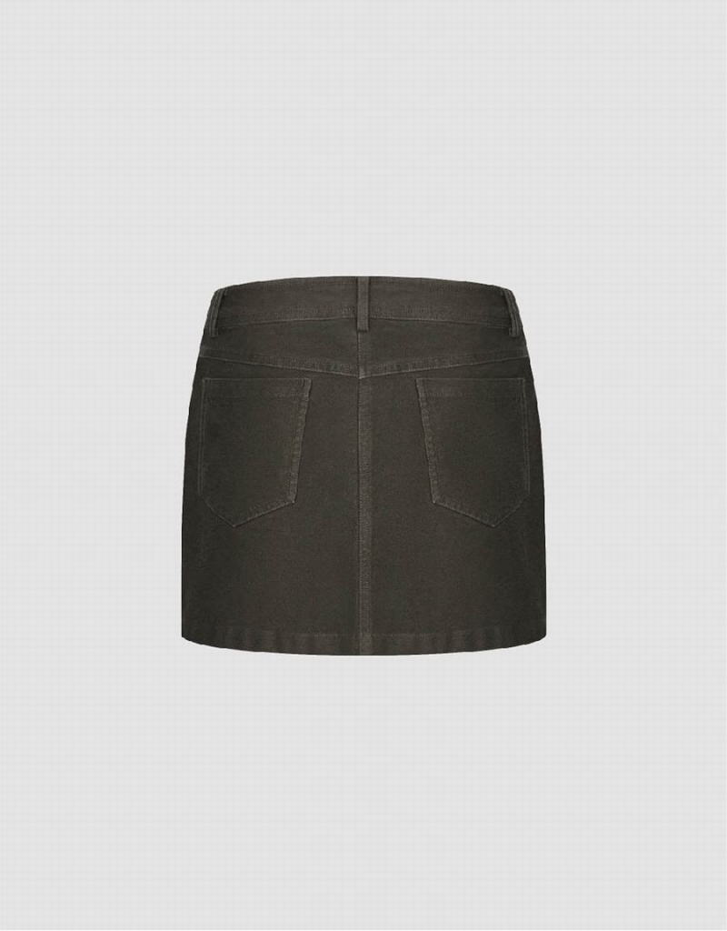 Green Women's Urban Revivo Raw Hem Mini Straight Skirts | YFW2376HV