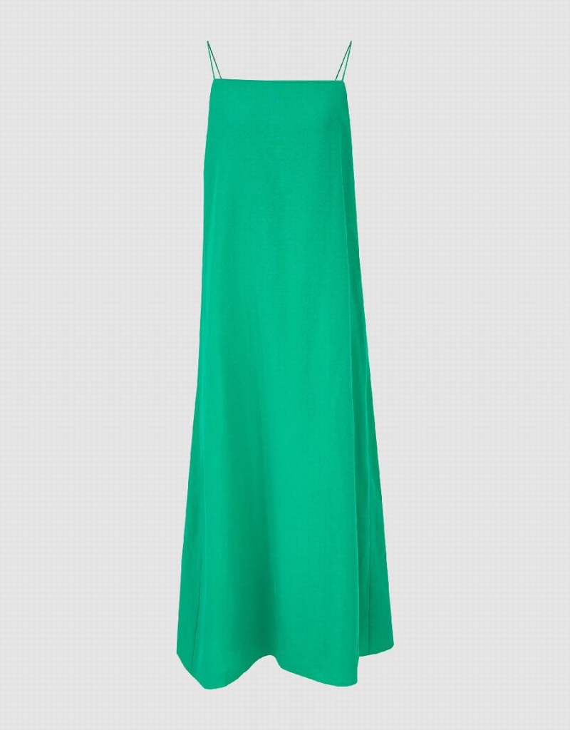 Green Women's Urban Revivo Sleeveless Straight Dress | VDF7247EM