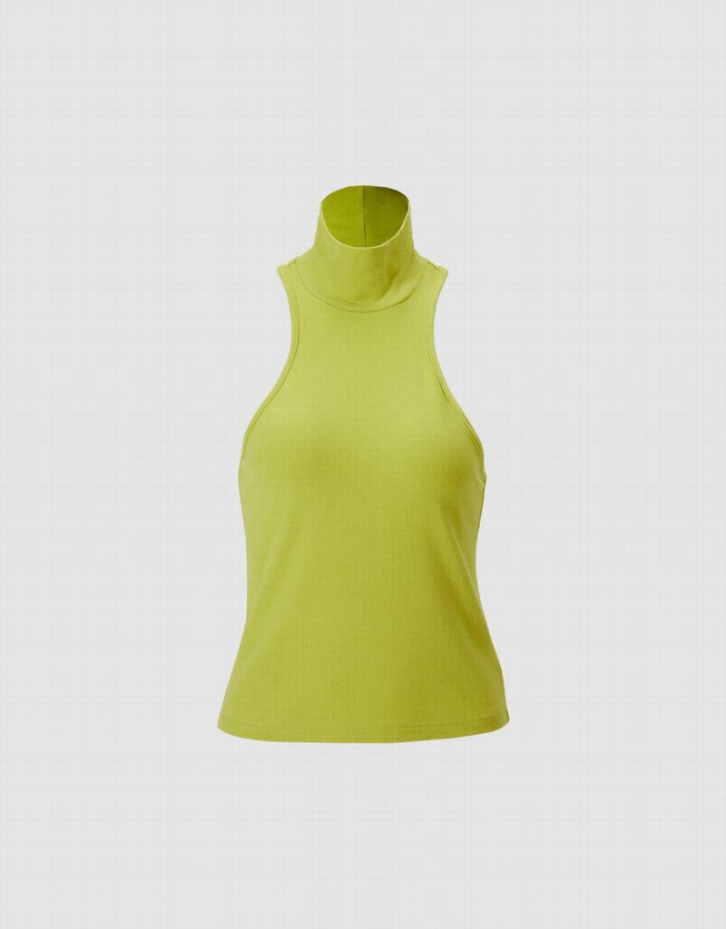 Green Women's Urban Revivo Turtle Neck Tank Top | FLD7245ZZ