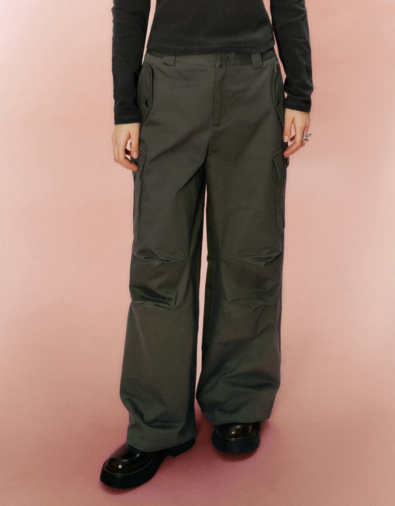 Green Women's Urban Revivo Wide-Leg Pants | MKS3460VT