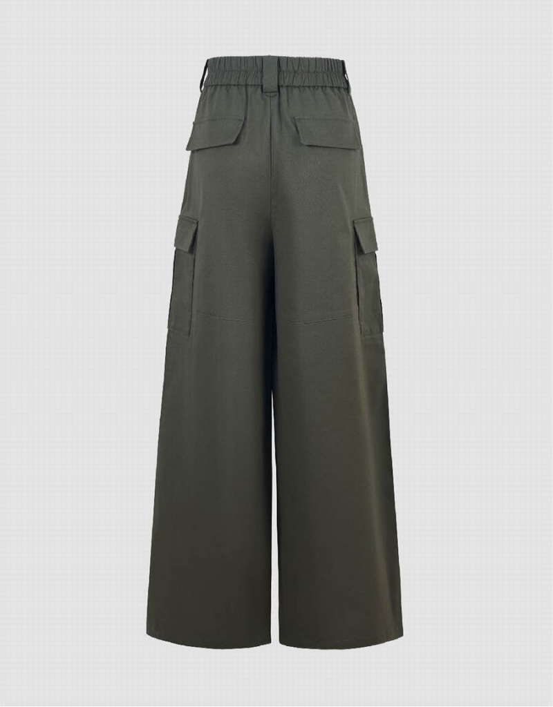 Green Women's Urban Revivo Wide-Leg Pants | MKS3460VT