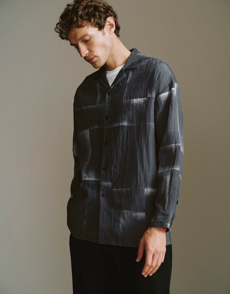 Grey Men's Urban Revivo Button Up Straight Loose Shirts | SKW7078OM