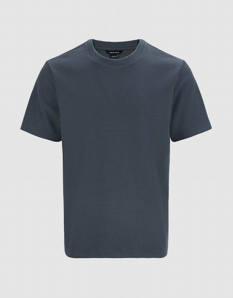 Grey Men's Urban Revivo Crew Neck Straight T Shirts | PBA3412XZ