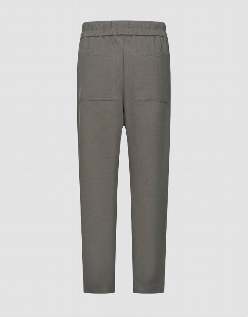 Grey Men's Urban Revivo Elastic Waist Knitted Straight Pants | MOO319FL