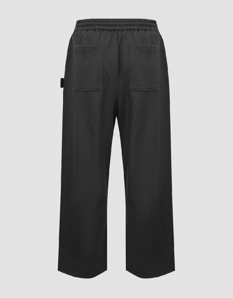 Grey Men's Urban Revivo Elastic Waist Straight Pants | VGL4948DW