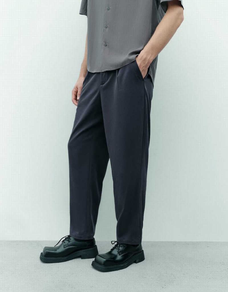 Grey Men's Urban Revivo Loose Straight Pants | TAM8180HQ