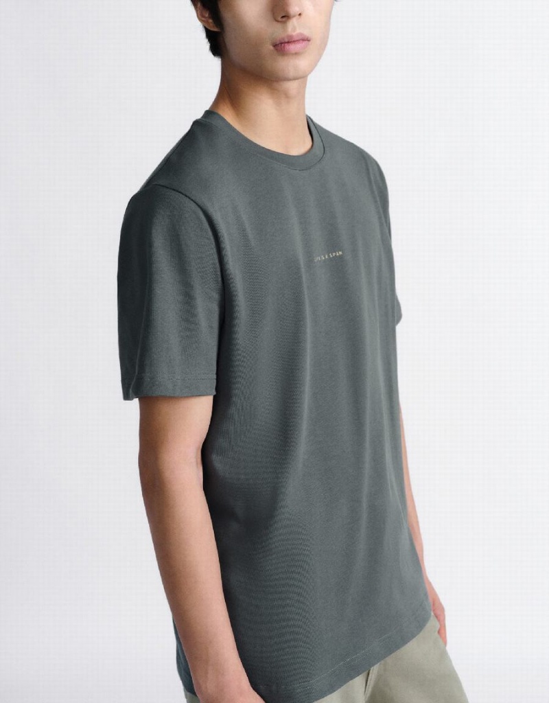 Grey Men's Urban Revivo Standard Sleeve Crew Neck T Shirts | OOS2022AW