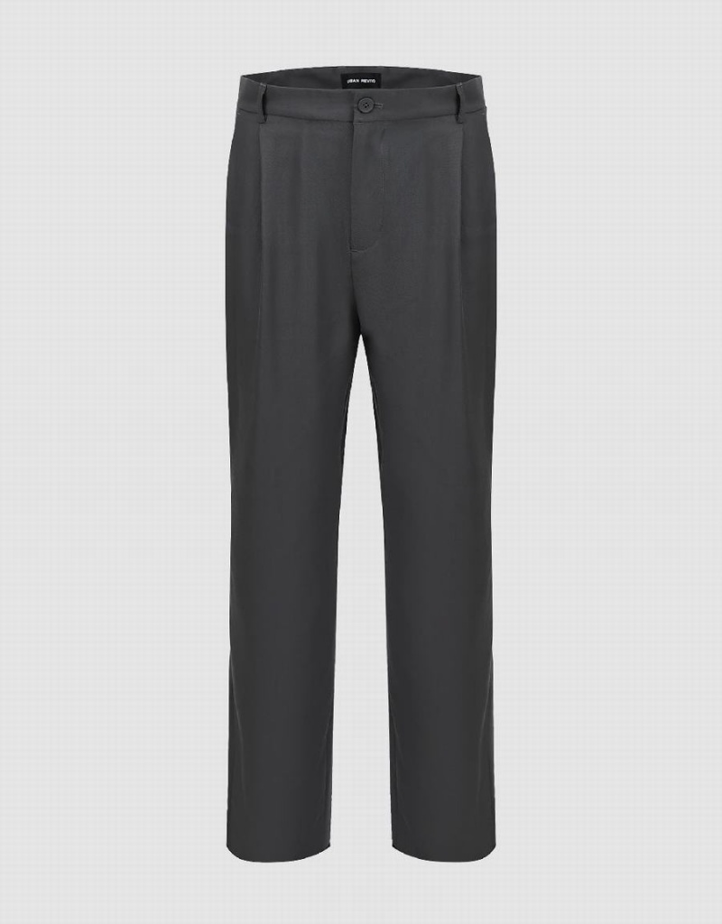 Grey Men\'s Urban Revivo Tailored Straight Pants | YBS7814SN