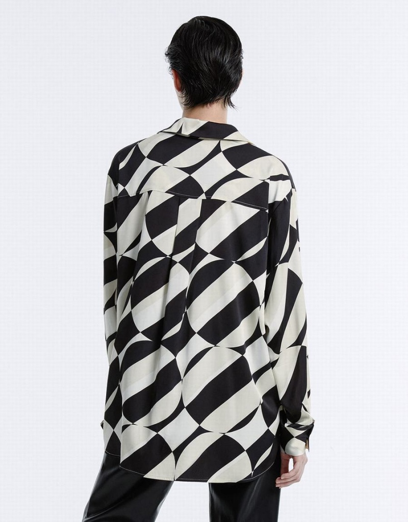 Grey Women's Urban Revivo Geometric Print Shirts | VGC8151VO