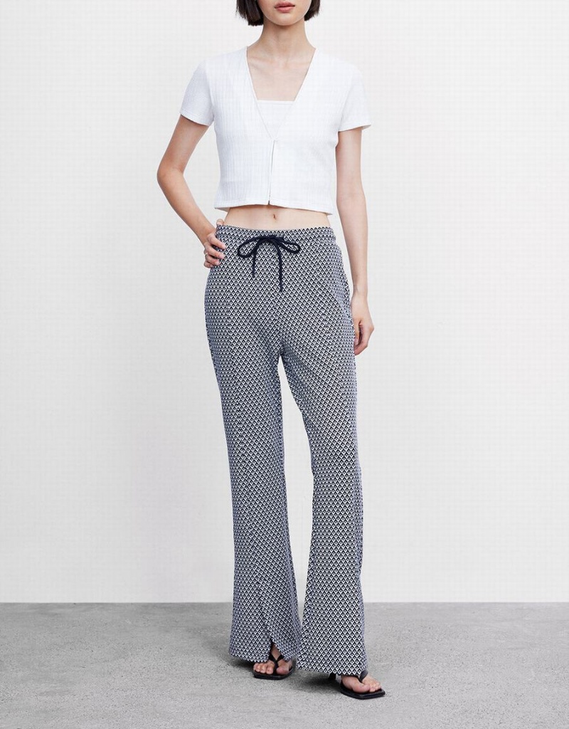 Grey Women's Urban Revivo Houndstooth Flare Pants | DZC709VR