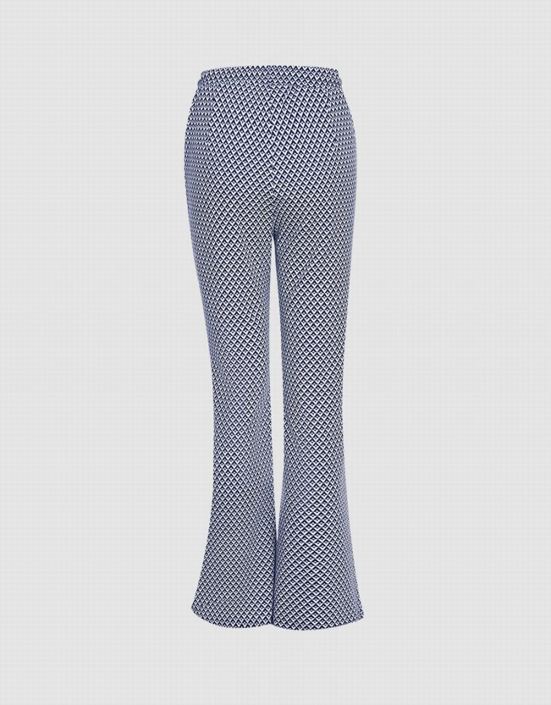 Grey Women's Urban Revivo Houndstooth Flare Pants | DZC709VR