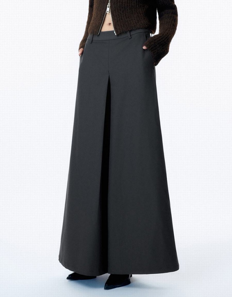 Grey Women's Urban Revivo Loose Wide-Leg Pants | GQD6718GT