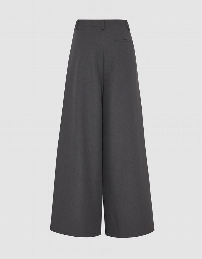 Grey Women's Urban Revivo Loose Wide-Leg Pants | GQD6718GT