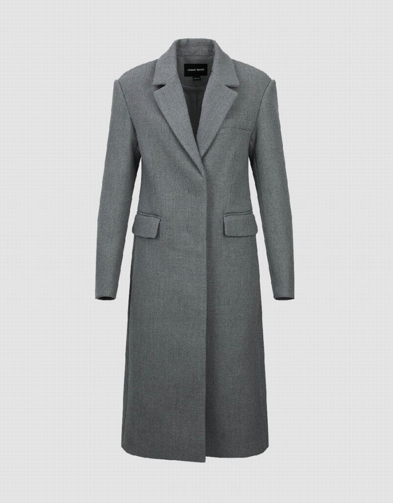 Grey Women's Urban Revivo Notch Lapel Coats | MEQ615MV