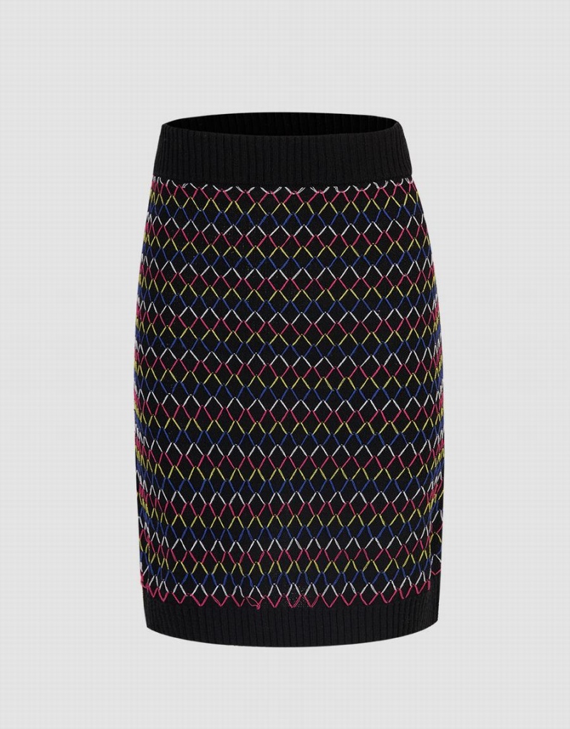 Grey Women\'s Urban Revivo Plaid Knitted Skirts | PPI9678FC