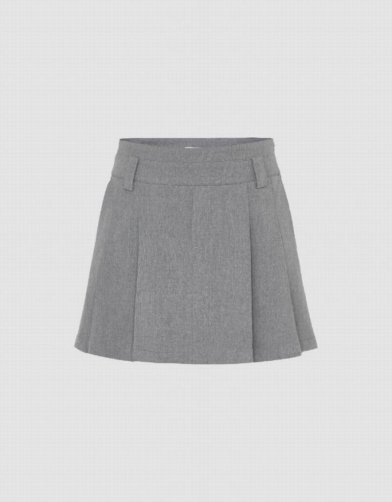 Grey Women\'s Urban Revivo Pleated Mini A-Line Skirts | YPJ7096CD