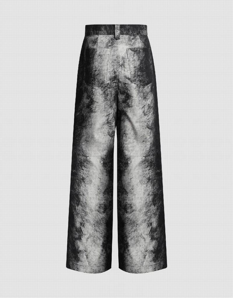 Grey Women's Urban Revivo Printed Loose Wide-Leg Pants | QOB593HW