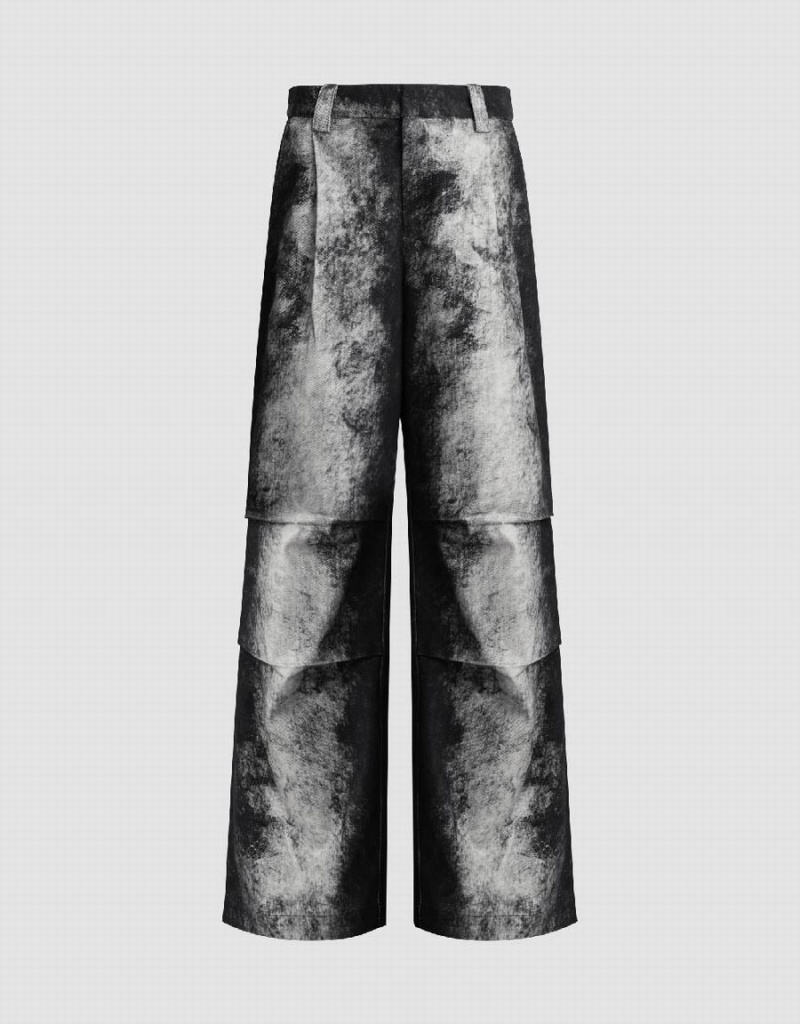 Grey Women\'s Urban Revivo Printed Loose Wide-Leg Pants | QOB593HW