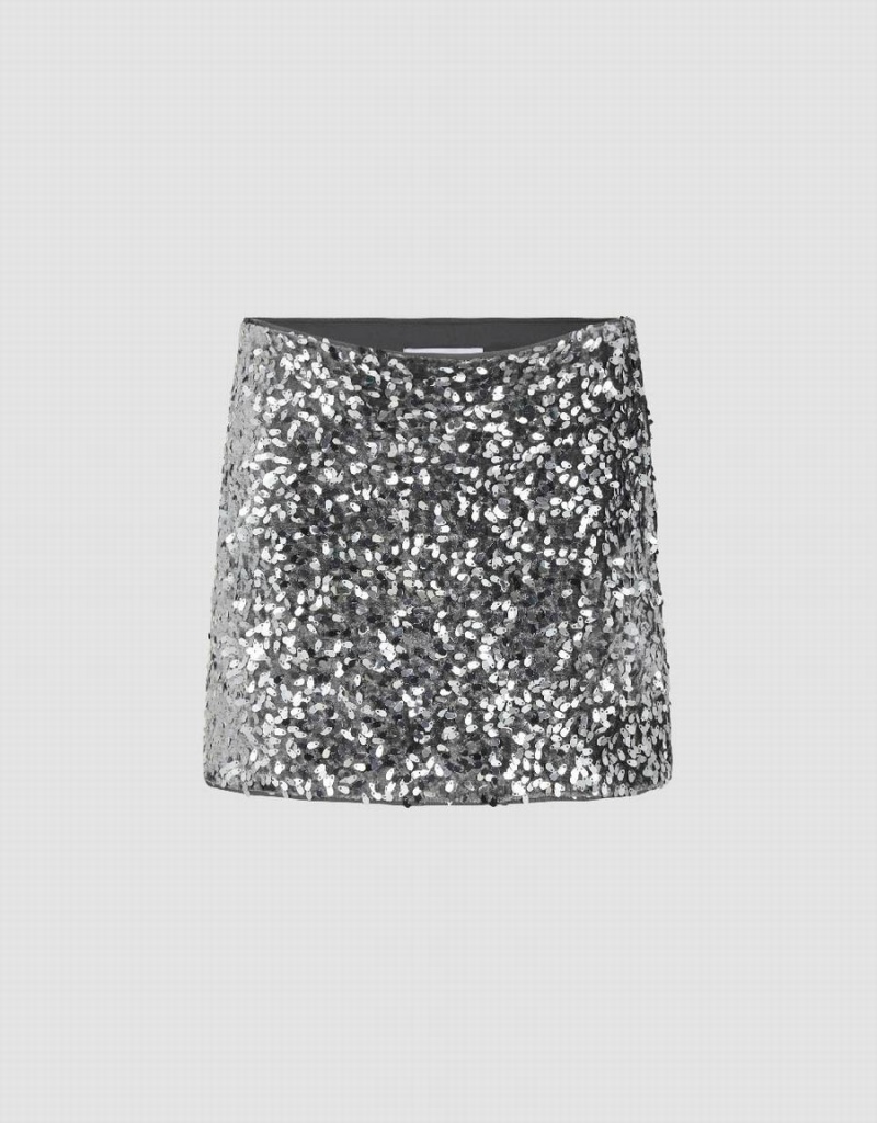 Grey Women\'s Urban Revivo Sequins Mini Skinny Skirts | GOX8883LQ