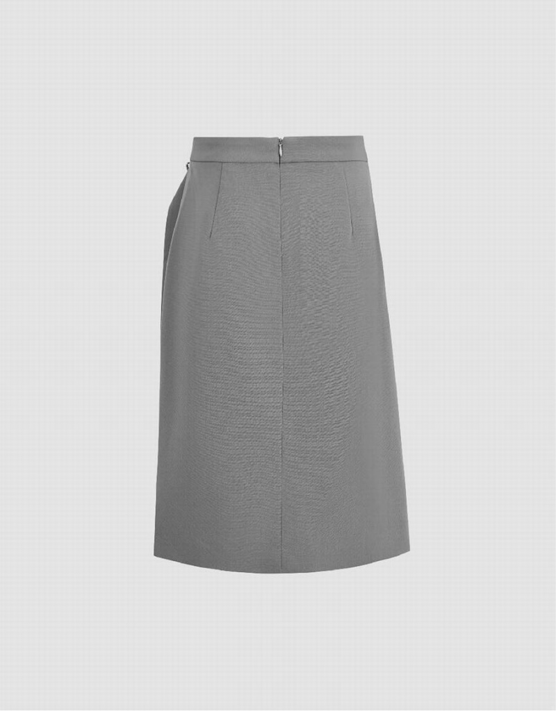 Grey Women's Urban Revivo Split Hem A-Line Skirts | CUA3325TR