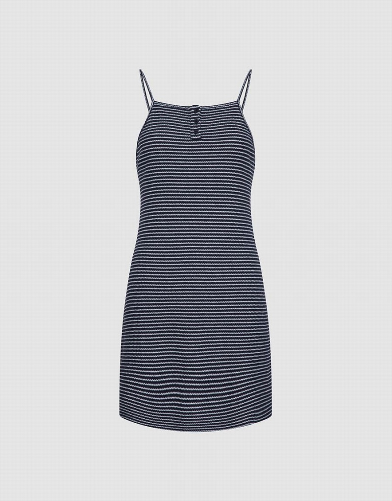 Grey Women\'s Urban Revivo Striped Knitted Cami Mini Dress | YOC2956ZH