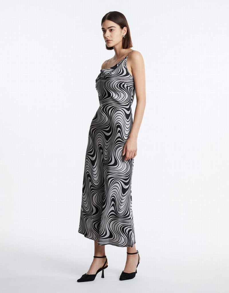 Grey Women's Urban Revivo Swirl Print Maxi Cami Dress | XDF9681LS