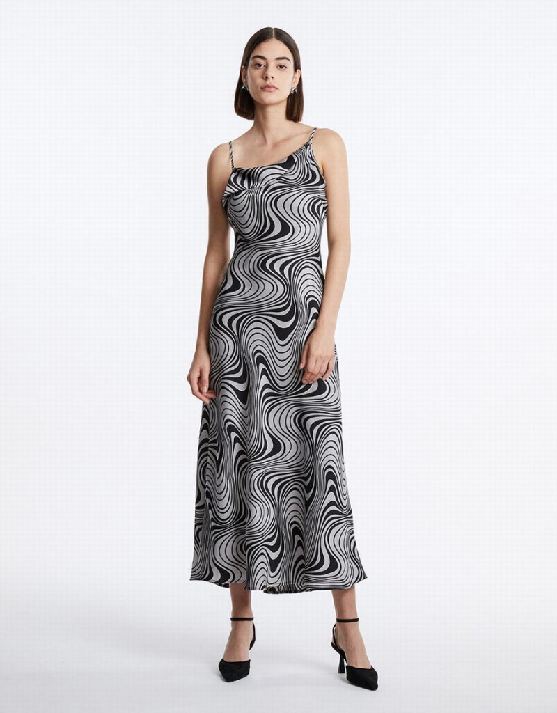 Grey Women\'s Urban Revivo Swirl Print Maxi Cami Dress | XDF9681LS