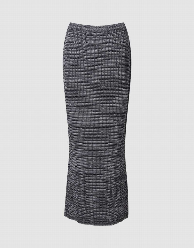 Grey Women\'s Urban Revivo Textured Long Knitted Skirts | GGC4579CN