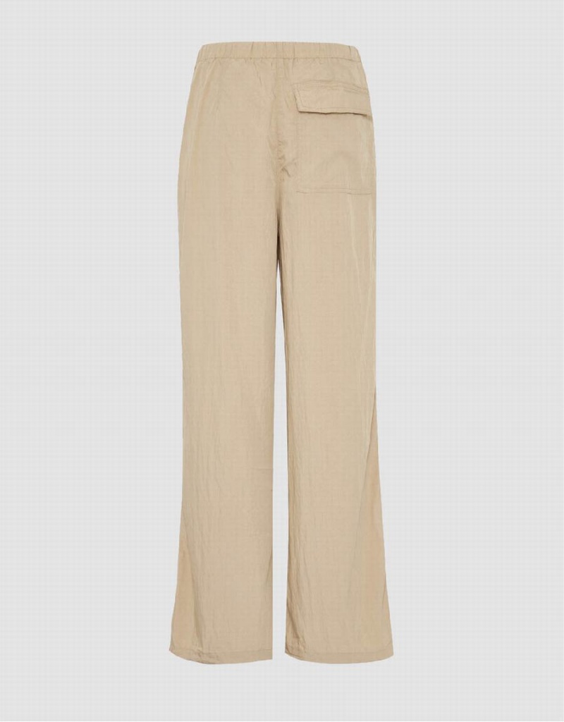 Khaki Grey Women's Urban Revivo Drawstring Waist Wide-Leg Pants | BRL3790CW