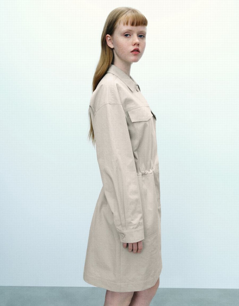 Khaki Grey Women's Urban Revivo Straight Dress | EOT8027WI