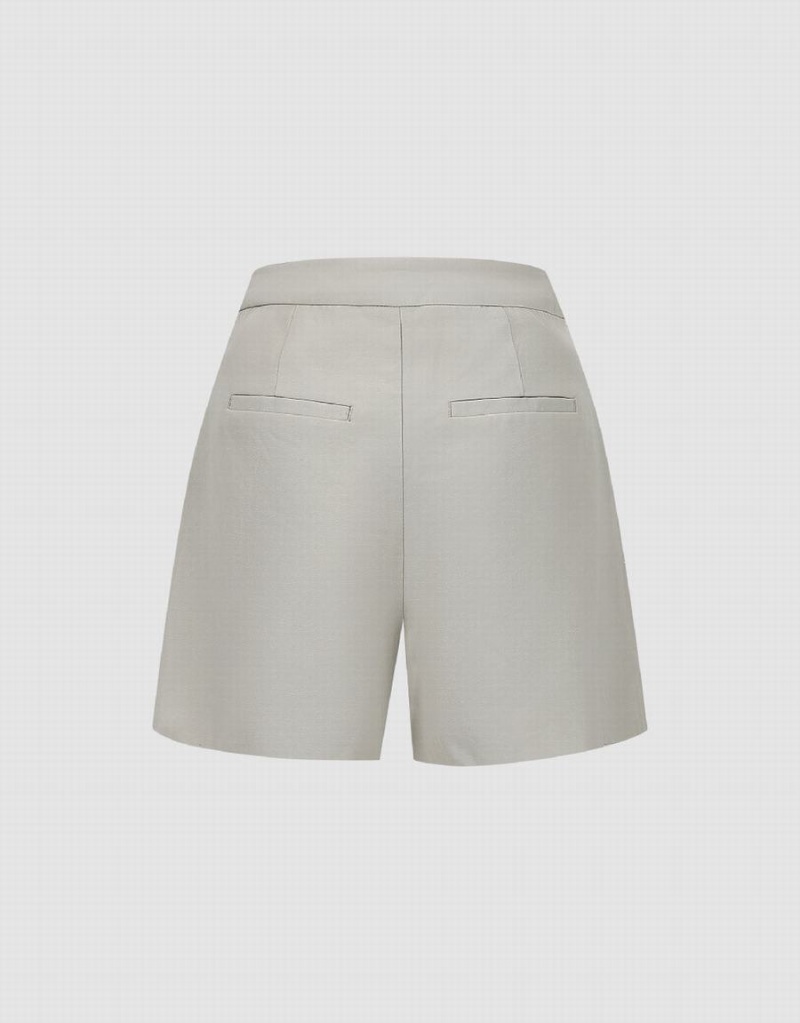 Khaki Grey Women's Urban Revivo Tailored Shorts | YAD3877RJ