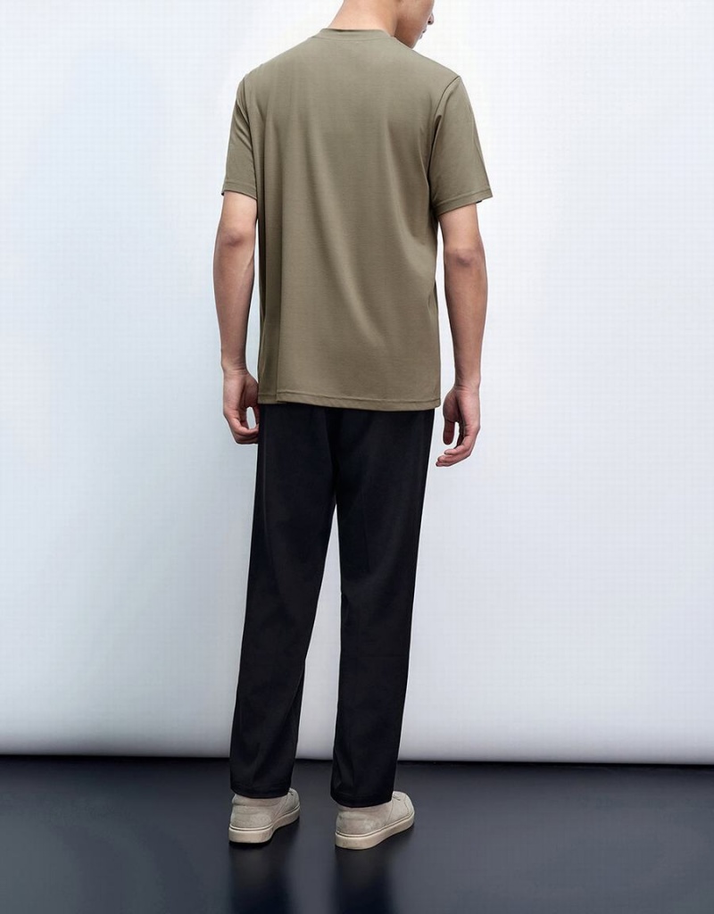 Khaki Men's Urban Revivo Crew Neck Loose T Shirts | YJB8639RI