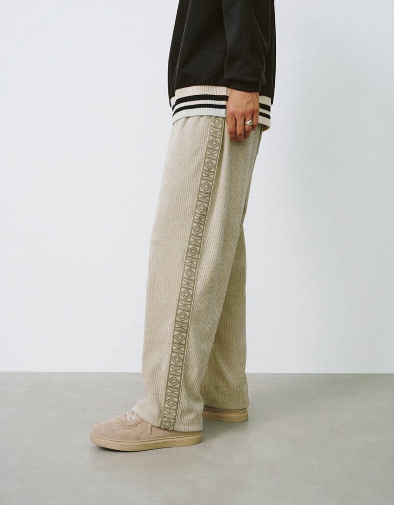 Khaki Men's Urban Revivo Drawstring Waist Straight Pants | PUS291EP