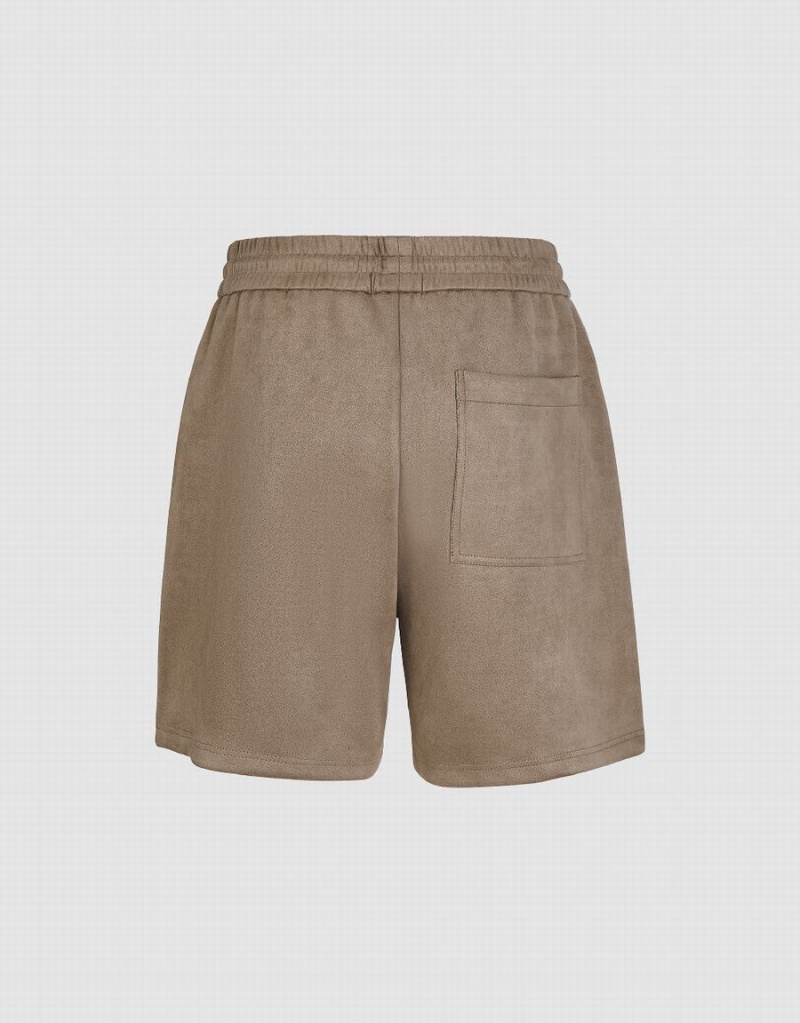 Khaki Men's Urban Revivo Loose Shorts | TWE91ZV