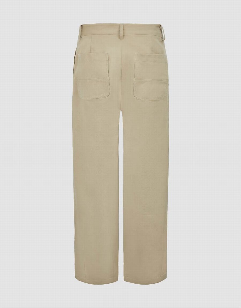 Khaki Men's Urban Revivo Straight With Rope Pants | WTU5792KP