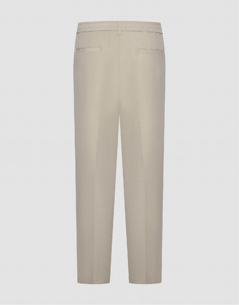 Khaki Men's Urban Revivo Tailored Carrot Fit Pants | MCK6562FJ