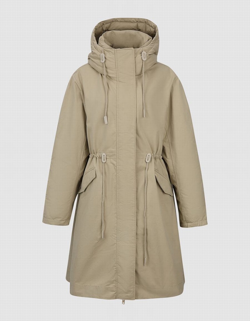 Khaki Women's Urban Revivo A-Line Parka Down Jackets | SOY2795PR