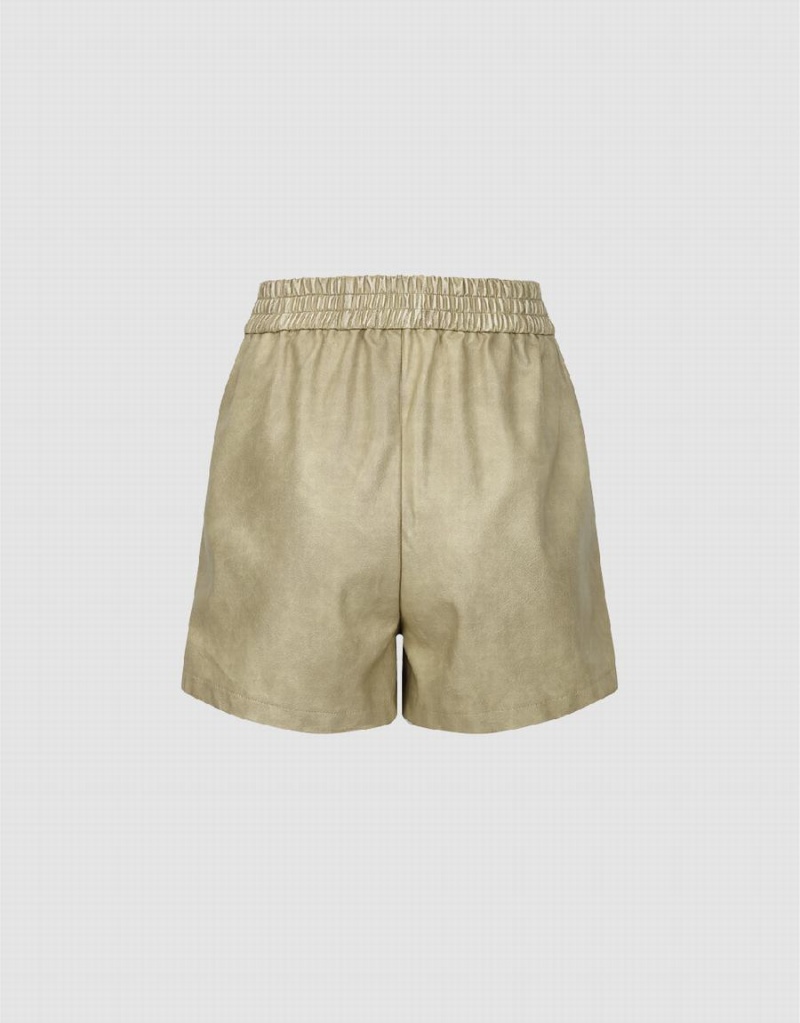 Khaki Women's Urban Revivo Elastic Waist Shorts | WYV9123LI