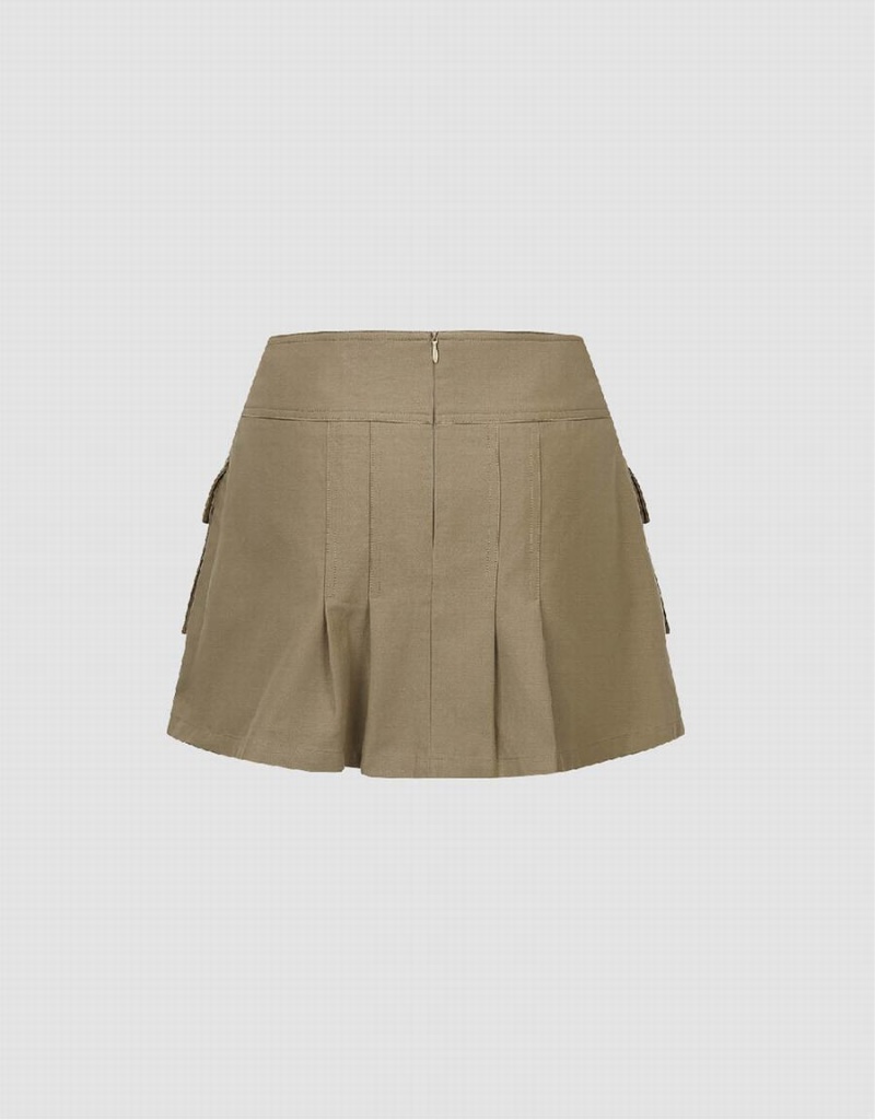 Khaki Women's Urban Revivo Mini A-Line Skirts | AFF336WI