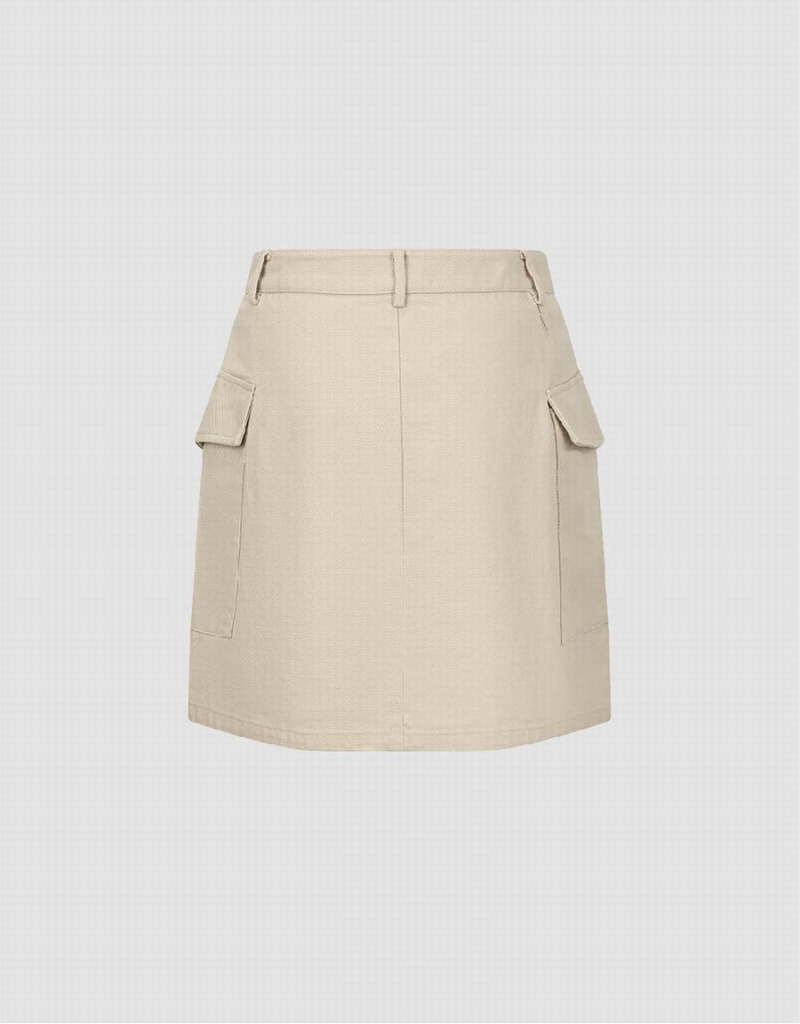 Khaki Women's Urban Revivo Mini A-Line Skirts | PWV2467FD