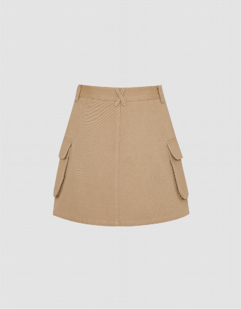 Khaki Women's Urban Revivo Mini A-Line Skirts | YAV8813IQ