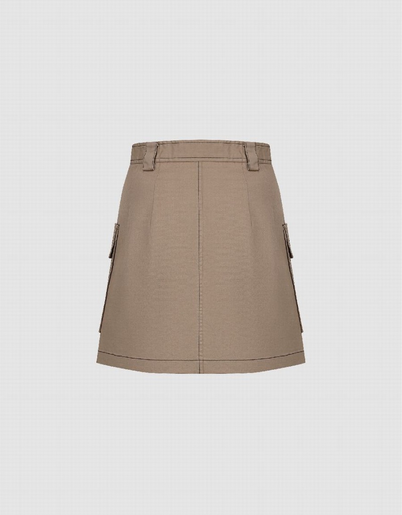 Khaki Women's Urban Revivo Mini A-Line Skirts | ECY9242KK